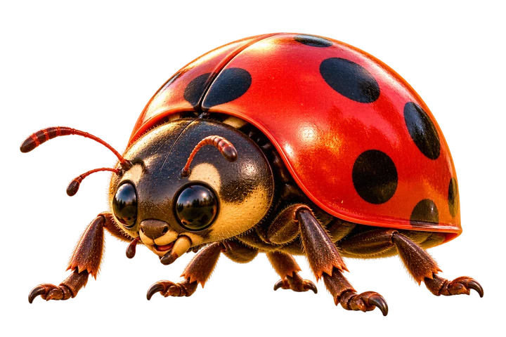 The cheerful red ladybug